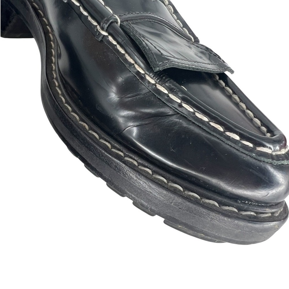 Rag & Bone Black Leather Penny Loafers with Contrast Stitching Size 40 - Picture 7 of 15